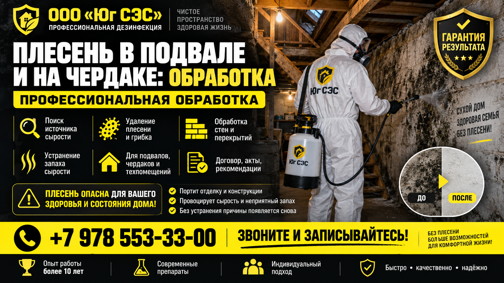 Плесень в подвале и на чердаке: обработка | ООО «Юг СЭС»